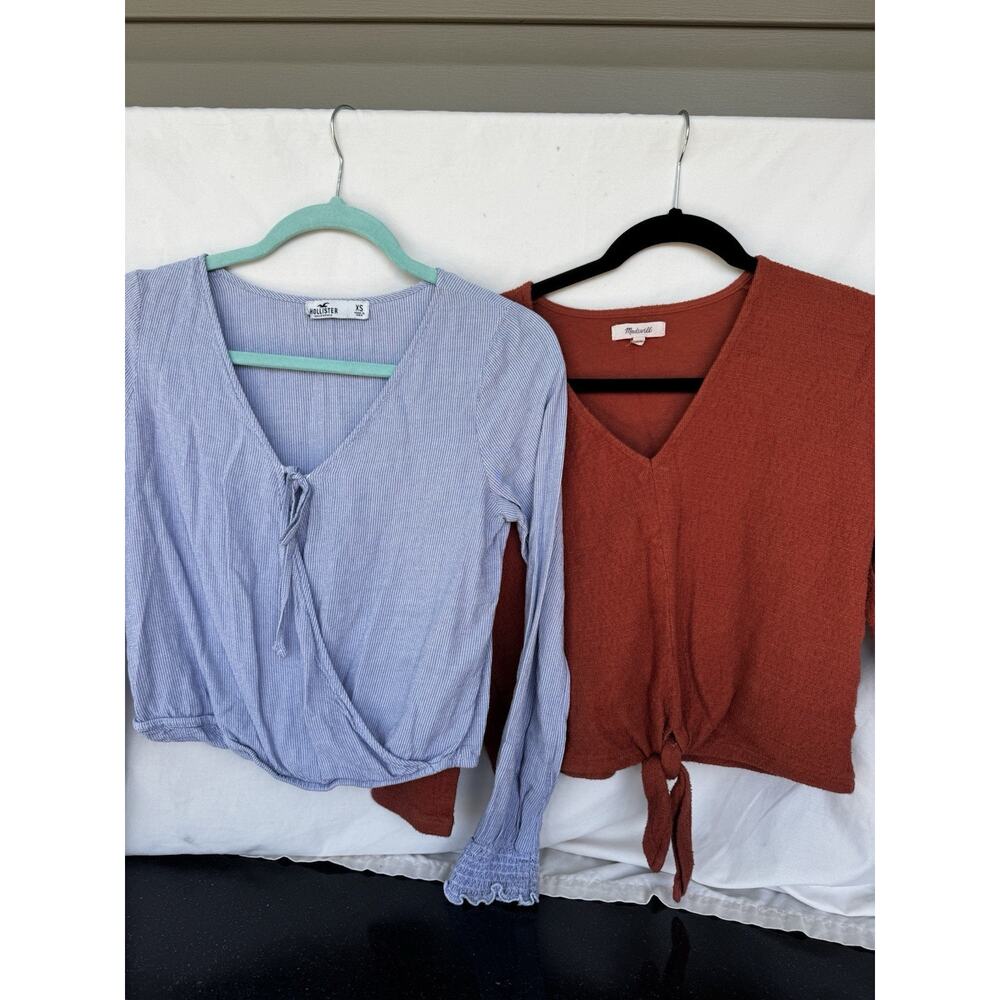 Hollister wrap Madewell with tie XS lot of 2 crop tops Y2K Summer